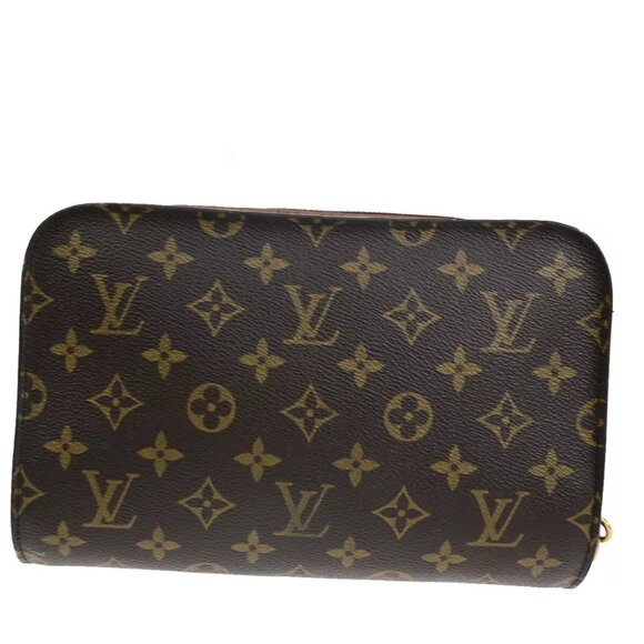 LOUIS VUITTON Orsay Clutch Hand Bag Monogram Leather Brown France - Picture 1 of 14